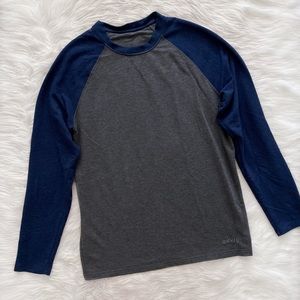 Orvis Gray Blue Long Sleeve Basic Baseball Tee Shirt